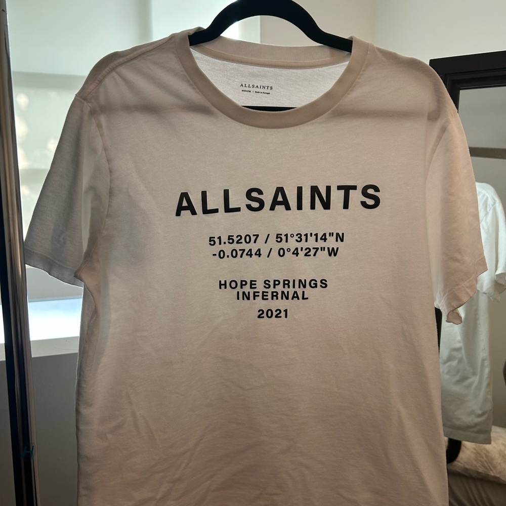 All Saints Cream and Tan T-Shirt